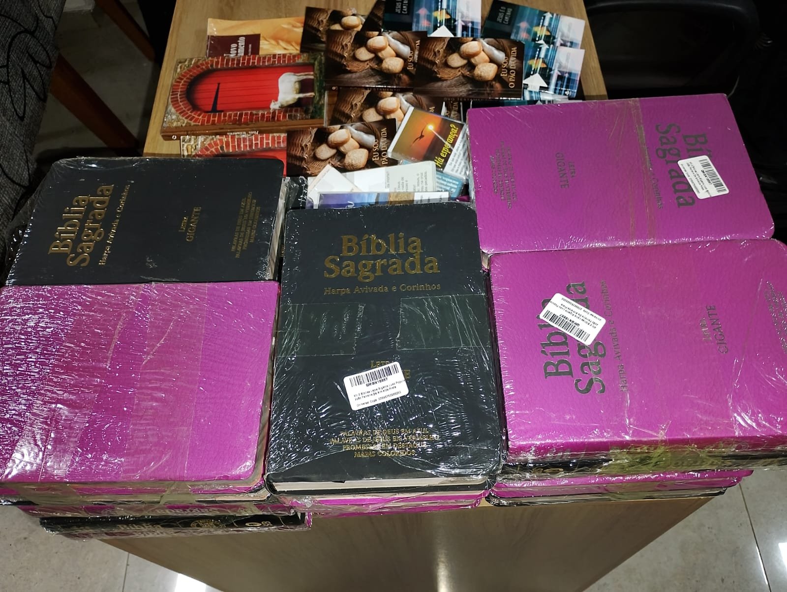 Bíblias e literaturas para evangelização.