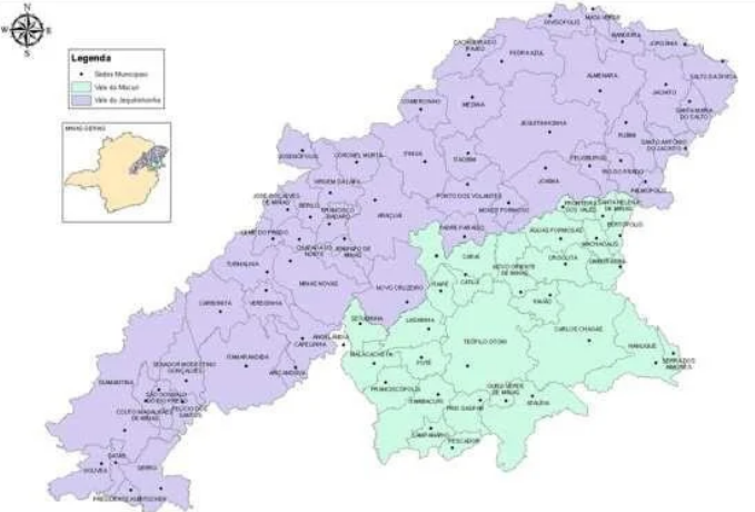 Mapa da região com Cachoeira do Pajeú como referência